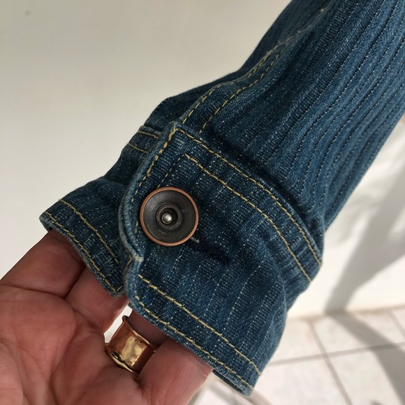 INC Denim Subtle Distressed Stripe Jacket/Blazer - Picture 4 of 8